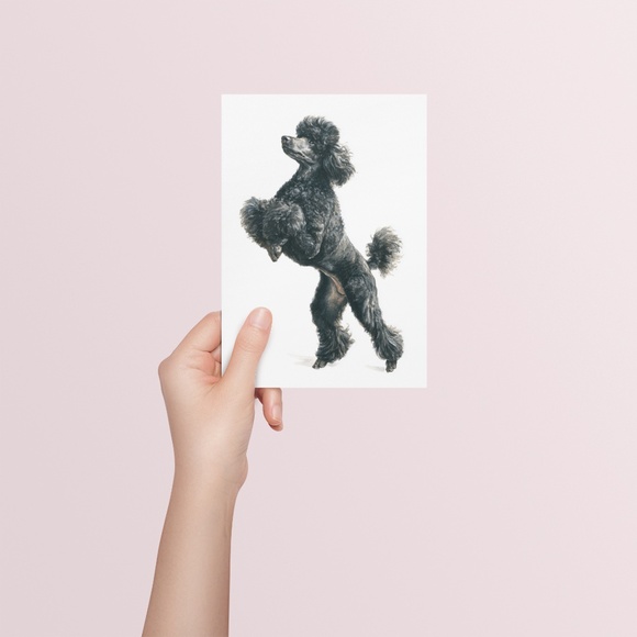 Watercolor Black Poodle Portrait Wall Art Print Poster, Unframed - Pet Artwork - Picture 5 of 6